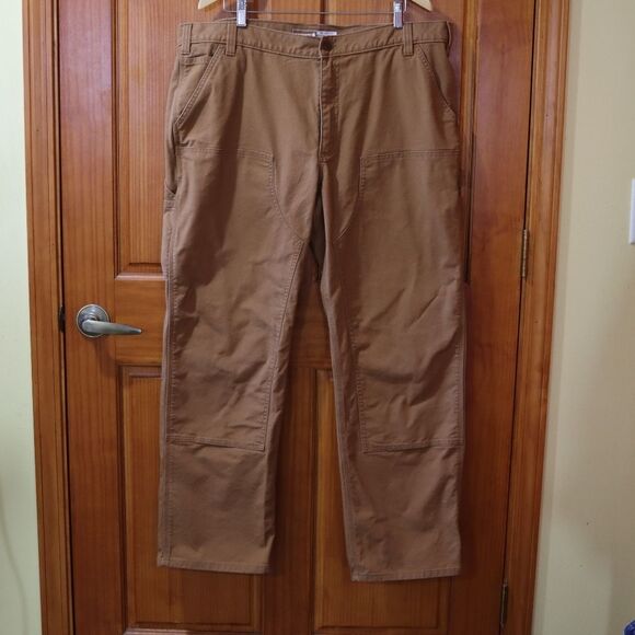 Carhartt Mens Tan Cargo Canvas Work Pants 42 x 32 Relaxed Fit Rugged Flex Jeans - Picture 15 of 15